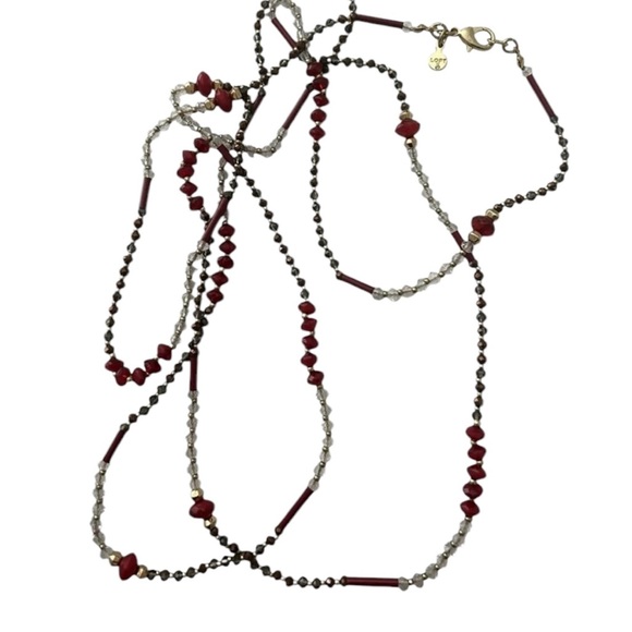 Loft, by Ann Taylor Long red Beaded Necklace - Picture 2 of 5